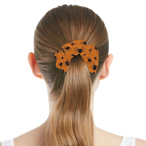 Spiders - Orange Background All Over Print Hair Scrunchie