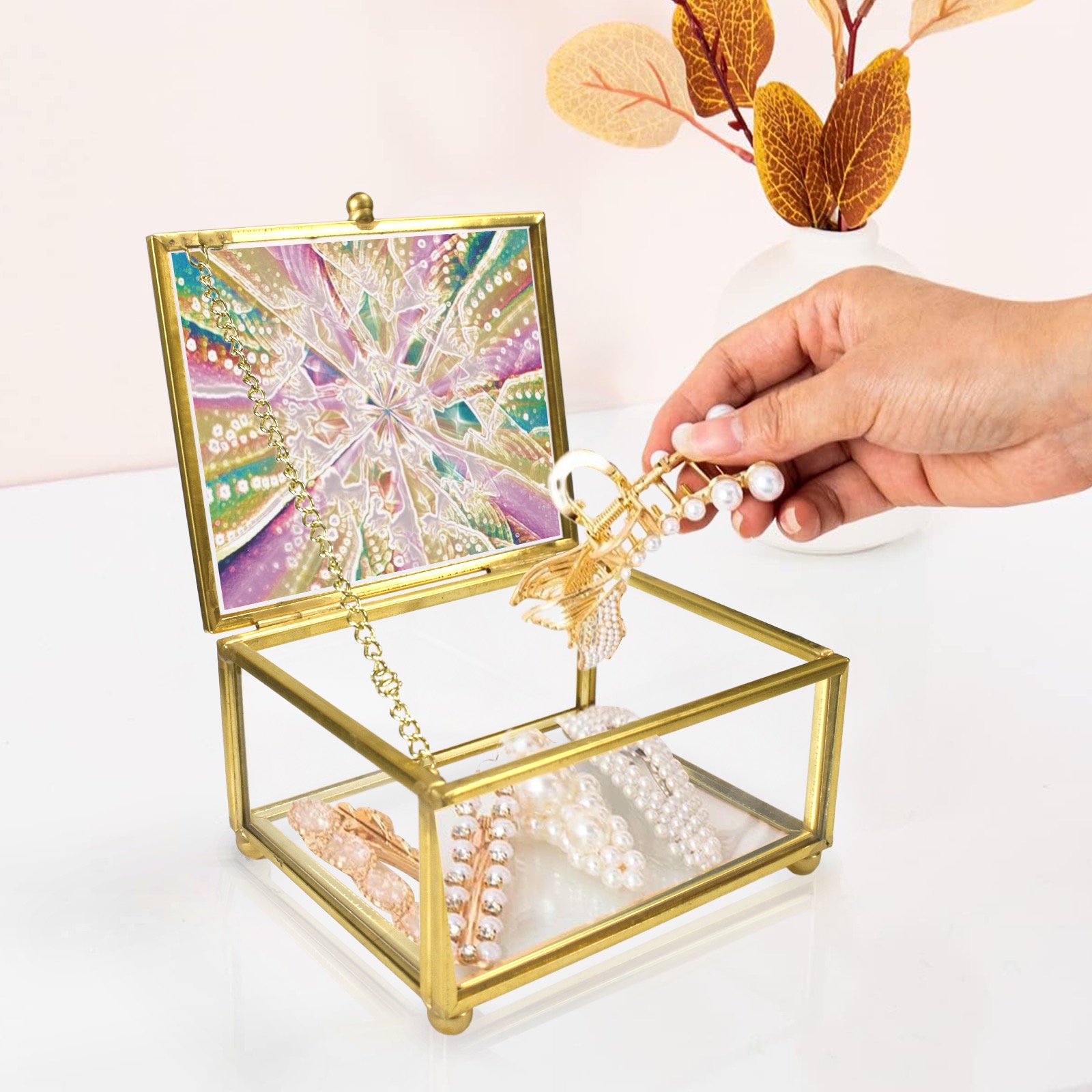 Cool different style Rectangle Glass Jewelry Box