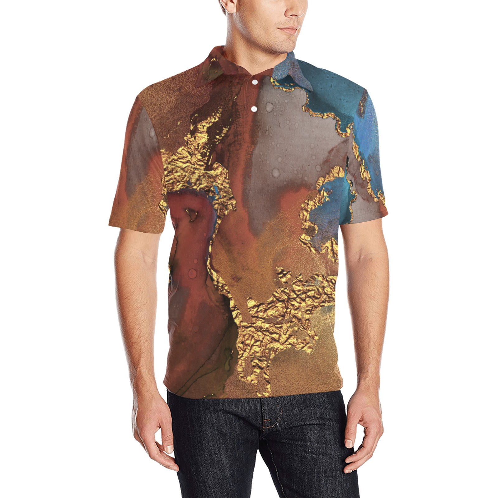 Watercolor Men's All Over Print Polo Shirt (Model T55)