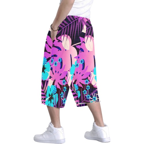 GROOVY FUNK THING FLORAL PURPLE Men's All Over Print Baggy Shorts (Model L37)