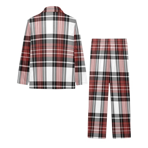Red Black Plaid Big Girls' V-Neck Long Pajama Set