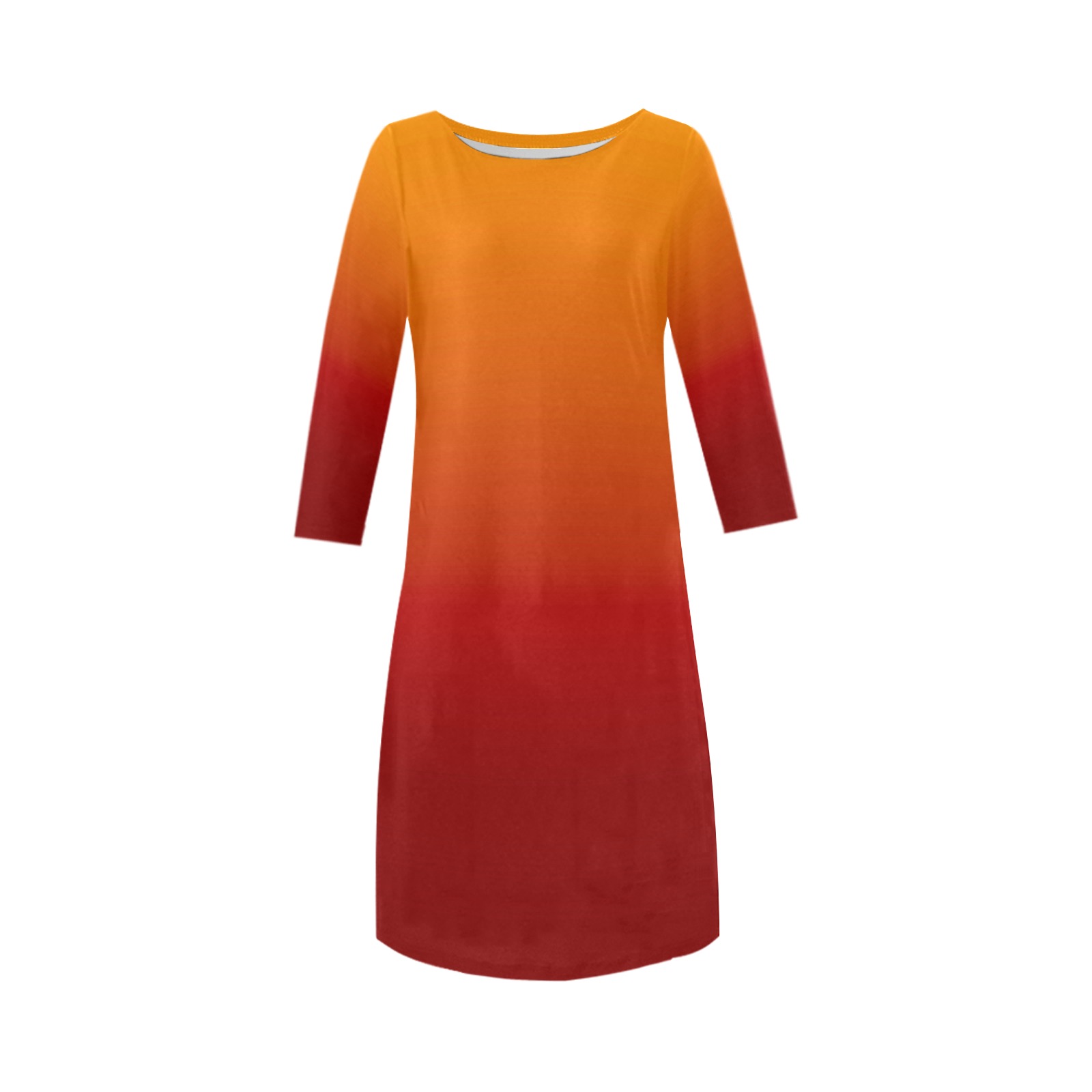 yel red Rhea Loose Round Neck Dress(Model D22)