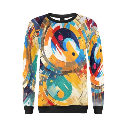 Cryptocurrency coins of virtual gold abstract art All Over Print Crewneck Sweatshirt for Women (Model H18)