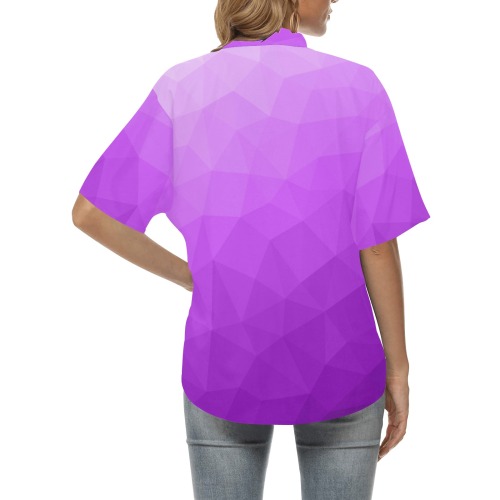Purple gradient geometric mesh pattern All Over Print Hawaiian Shirt for Women (Model T58)