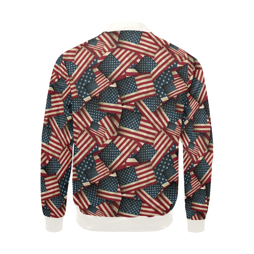 Patriotic USA American Flag Art All Over Print Bomber Jacket for Men (Model H19)