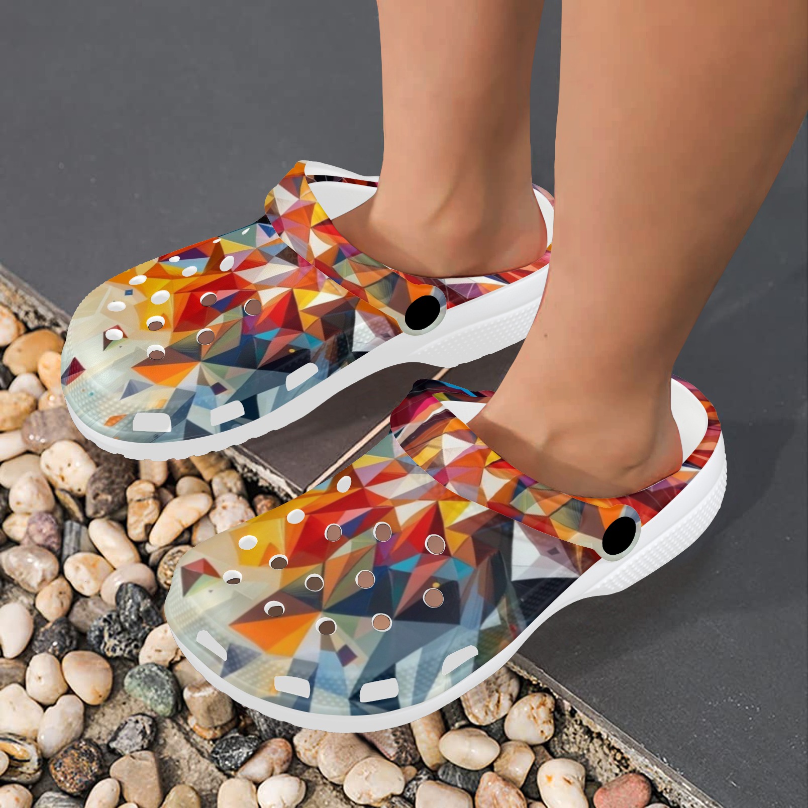 The Strappy Comfort: Women's Cross-Strap Sandals Custom Print Foam Clogs for Adults