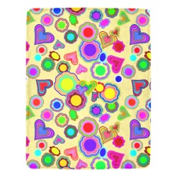 Groovy Hearts and Flowers Yellow Ultra-Soft Micro Fleece Blanket 54"x70"