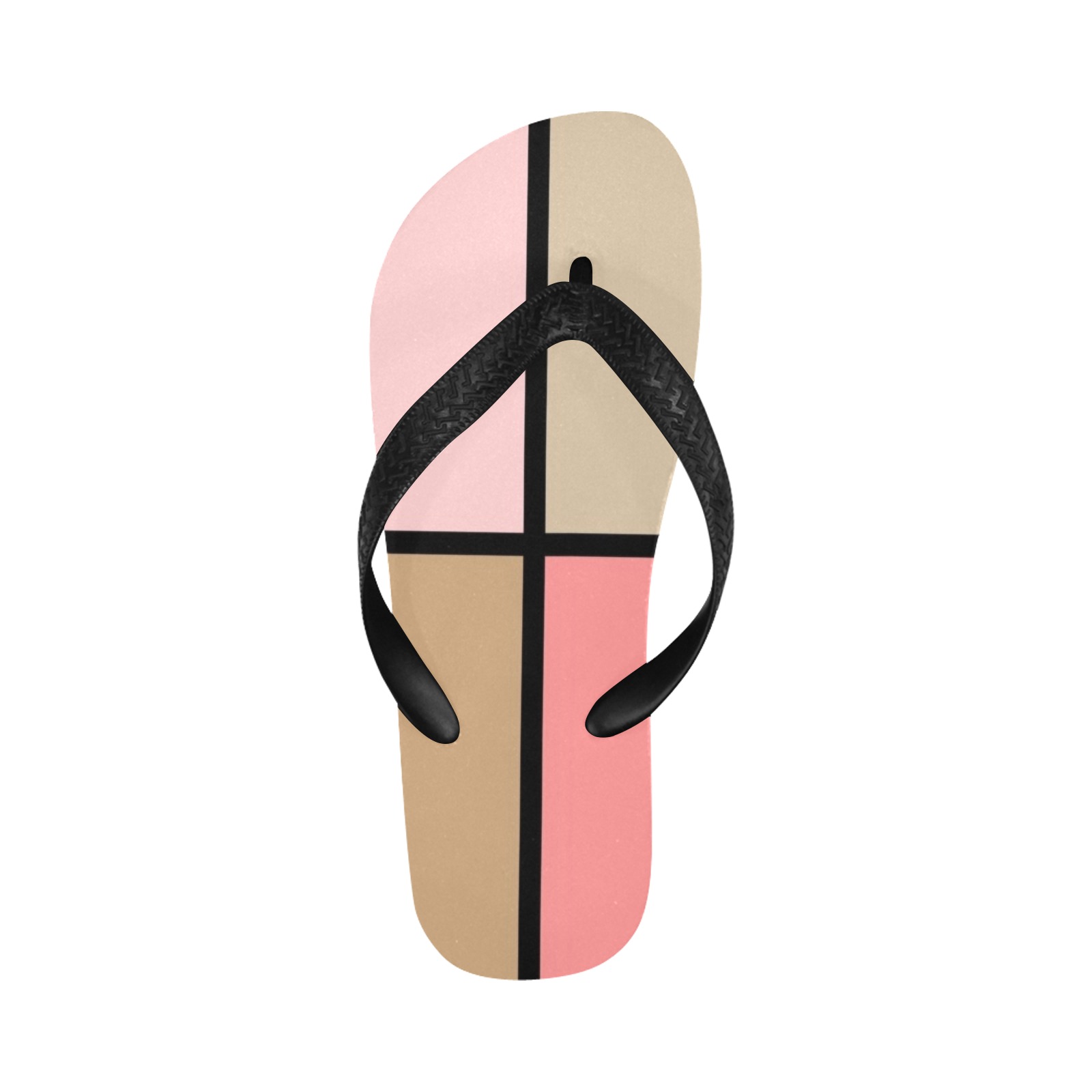 Seashell Pink and Brown Squares Flip Flops for Men/Women (Model 040)