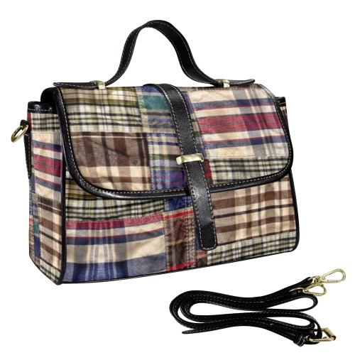 patchwork plaid wrinkled tartan look