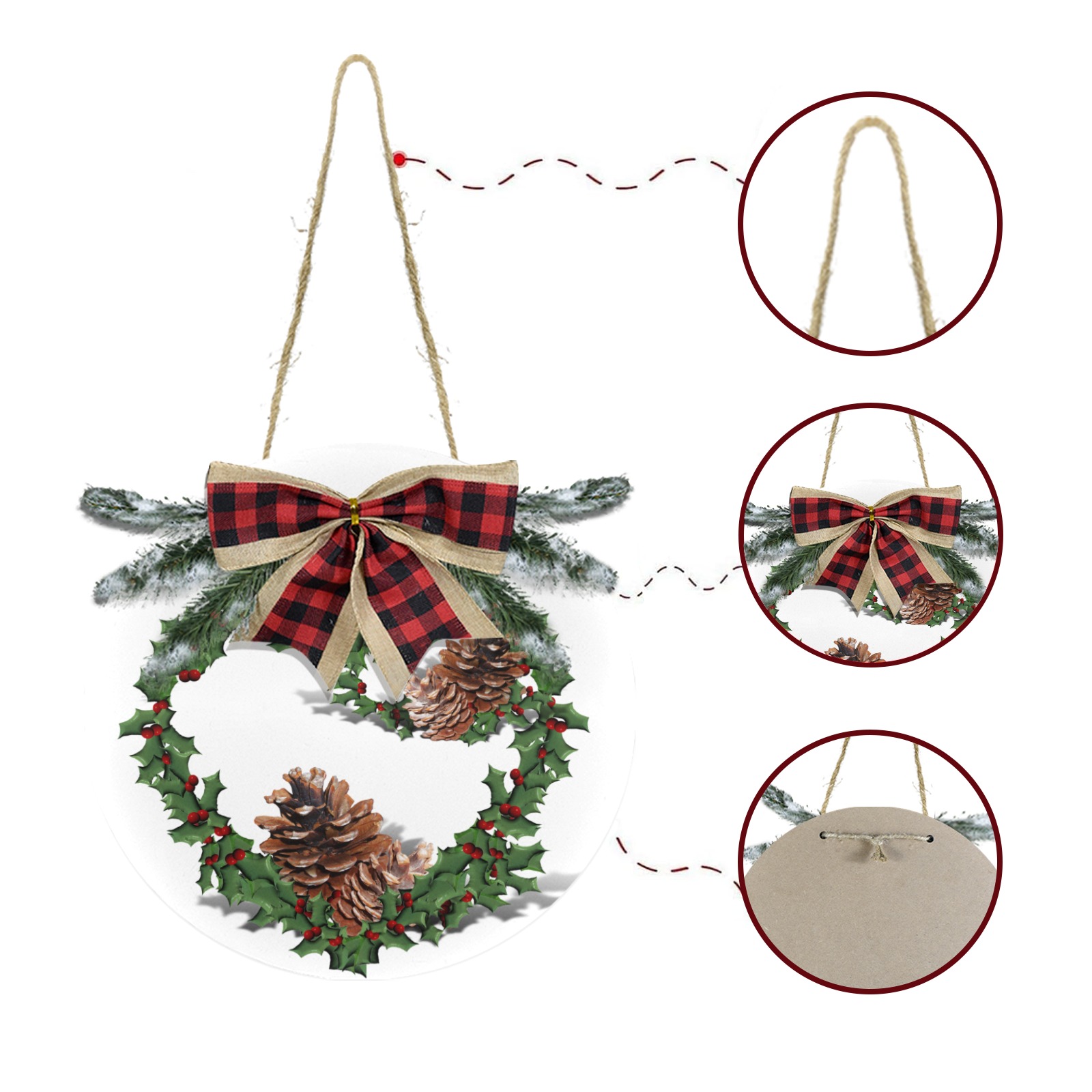 Pine Cones Christmas Wreath Christmas Door Hanger (11.8inch)