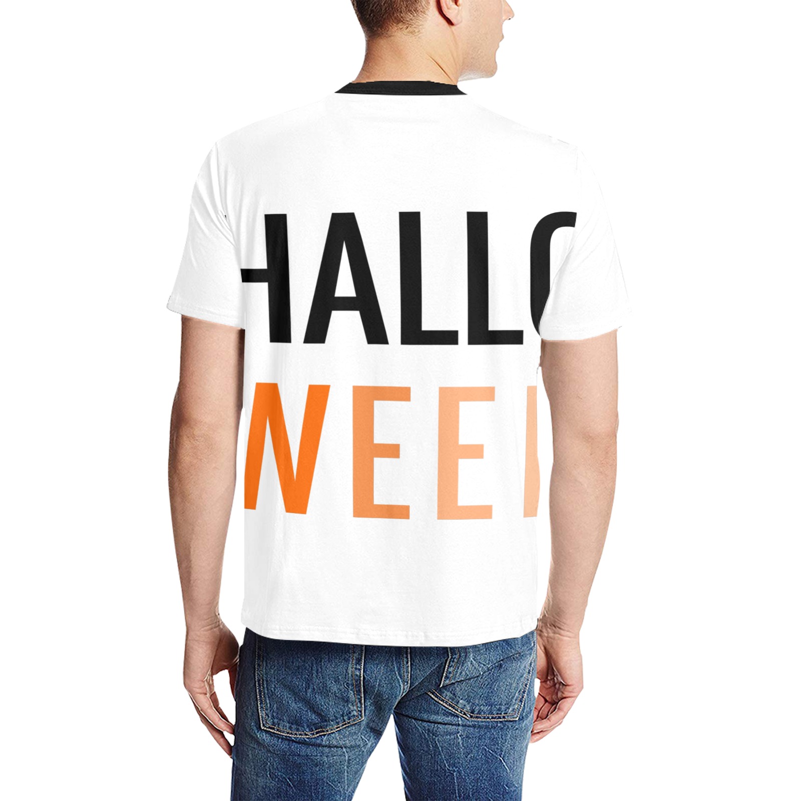 halloween Men's All Over Print T-Shirt (Solid Color Neck) (Model T63)