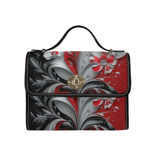 Falcon Bloom Art Nouveau Elegance Waterproof Canvas Bag-Black (All Over Print) (Model 1641)