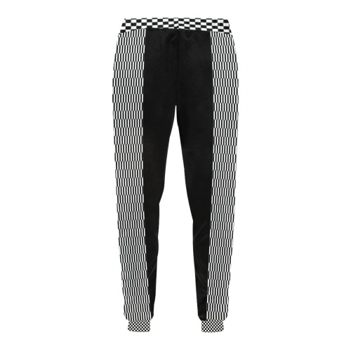 DIONIO Clothing - Checkered & Black Sweatpants (Black D-Shield Logo) Unisex Casual Sweatpants (Model L11)