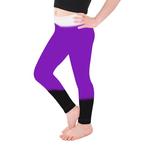 White, Purple and Black Ombre Kid's Ankle Length Leggings (Model L06)