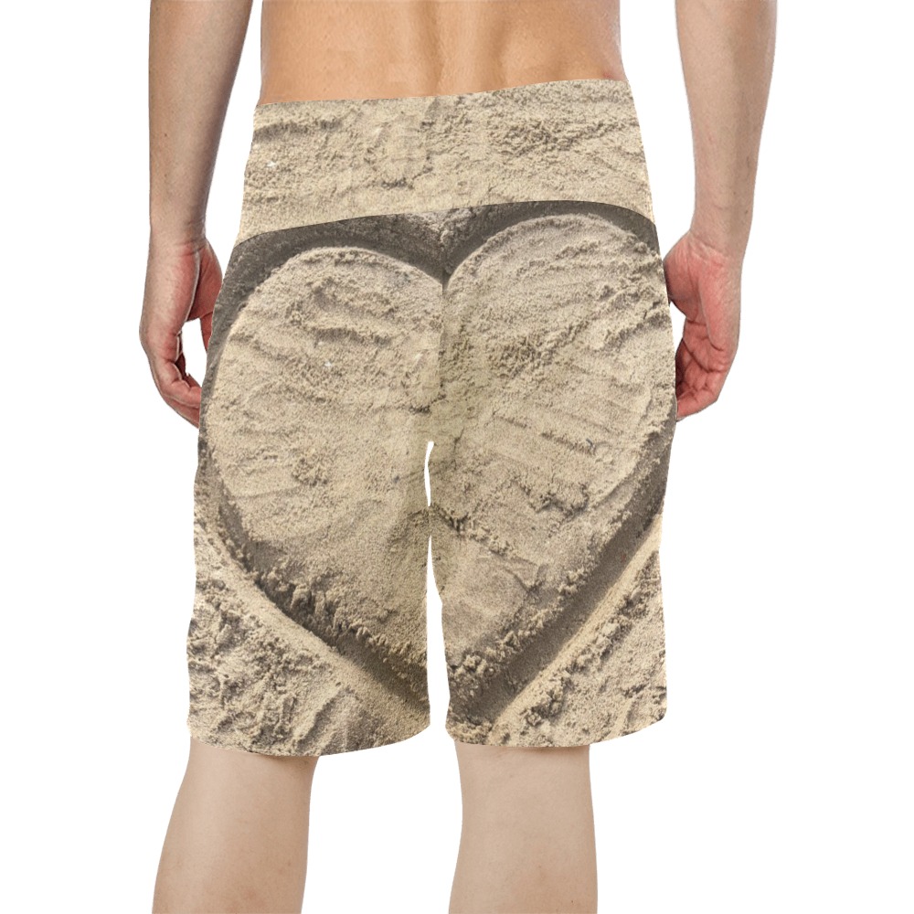 Love in the Sand Collection Men's All Over Print Board Shorts (Model L16)