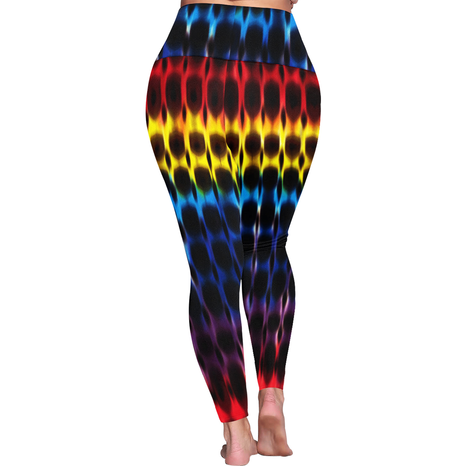 Modern Digital Hippie Tie-Dye Women's Plus Size High Waist Leggings (Model L44)