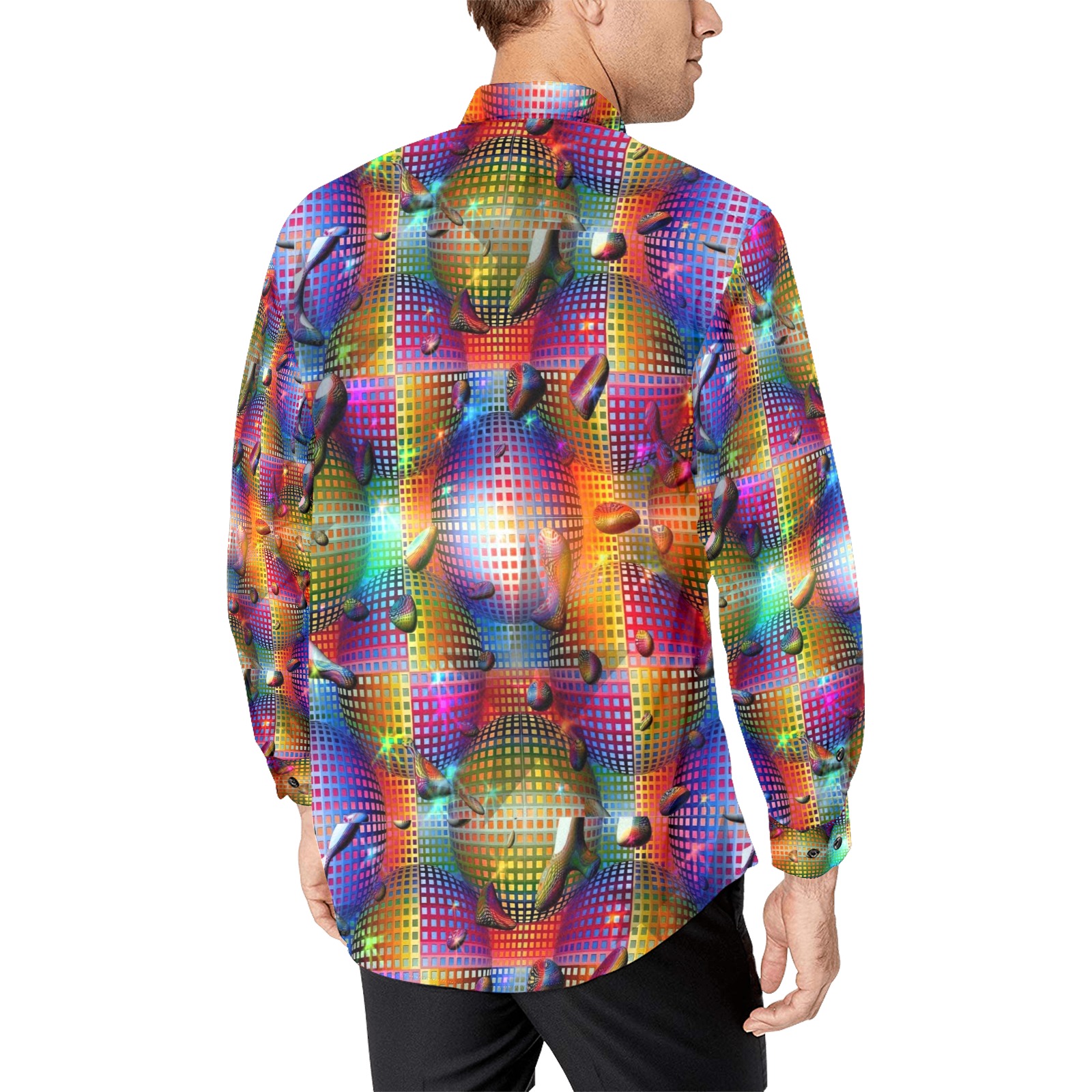 Disco popart by Nico Bielow Men's All Over Print Casual Dress Shirt (Model T61)