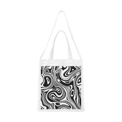 Black and White Marble Canvas Tote Bag/Medium (Model 1701)