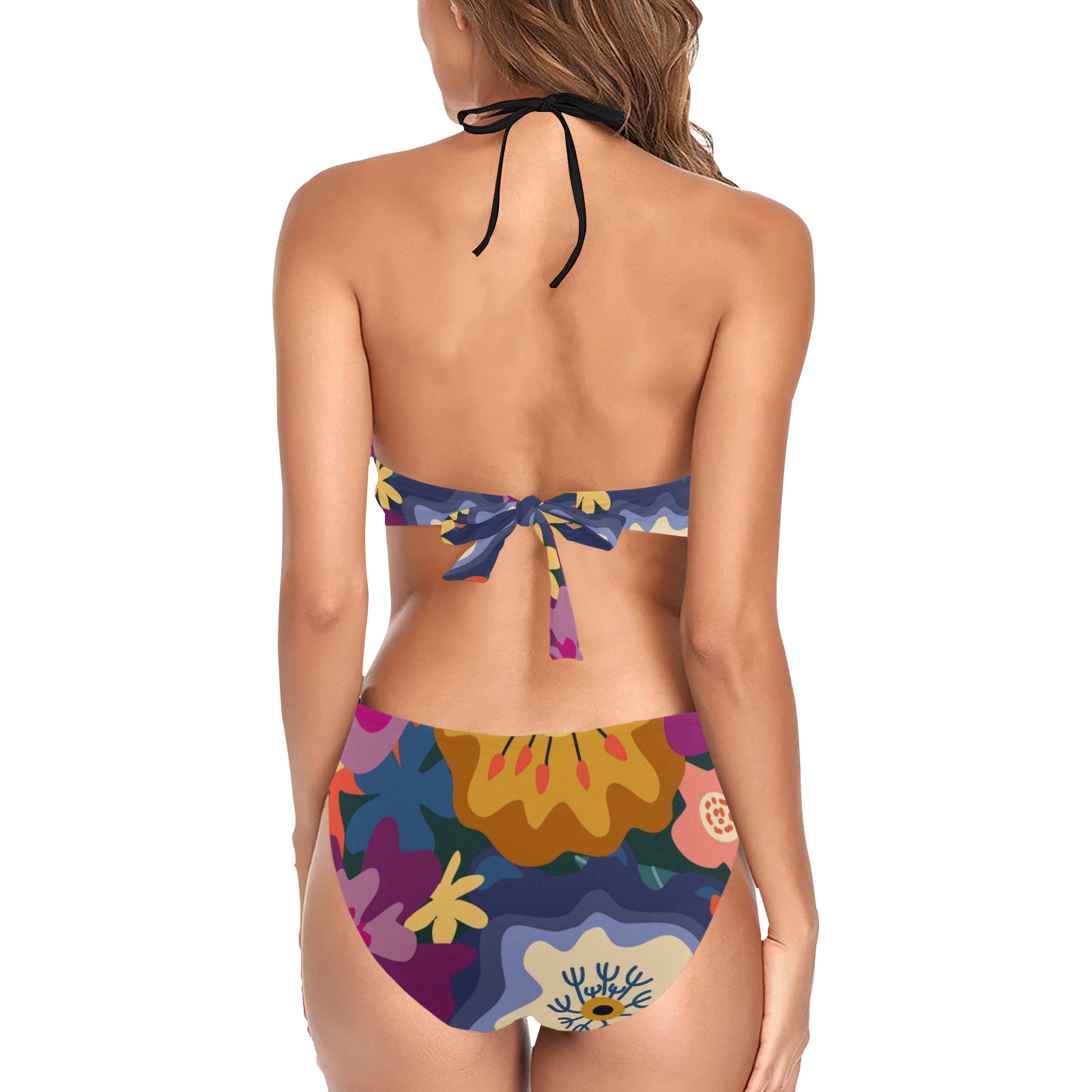 Beautiful Abstract Colorful Floral Women's Fringe Swimsuit (Model S32)