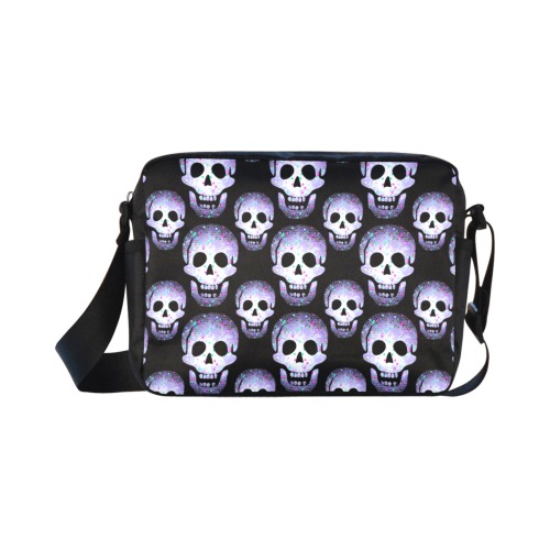 Purple laughing skulls pattern Classic Cross-body Nylon Bags (Model 1632)