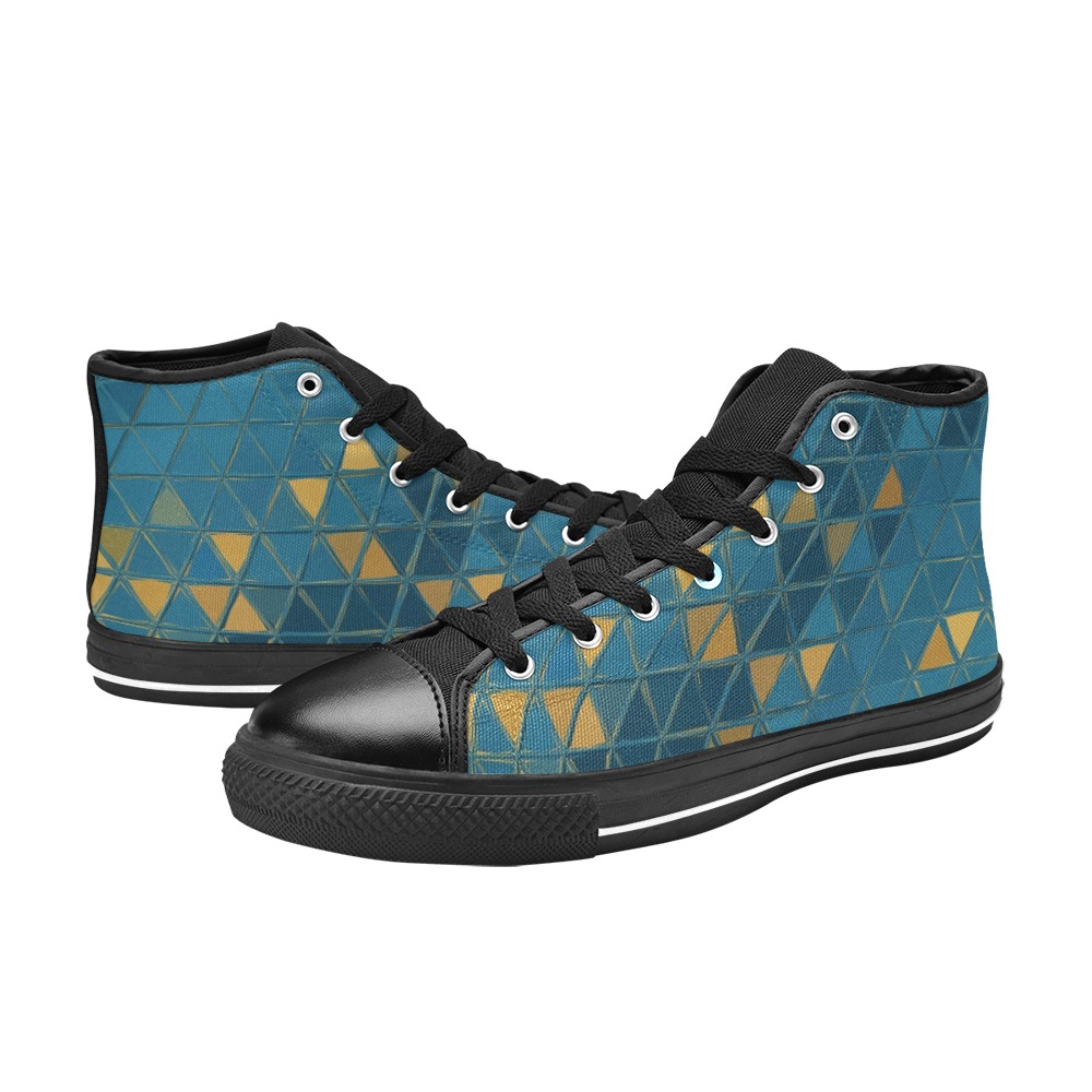 mosaic triangle 6 High Top Canvas Shoes for Kid (Model 017)