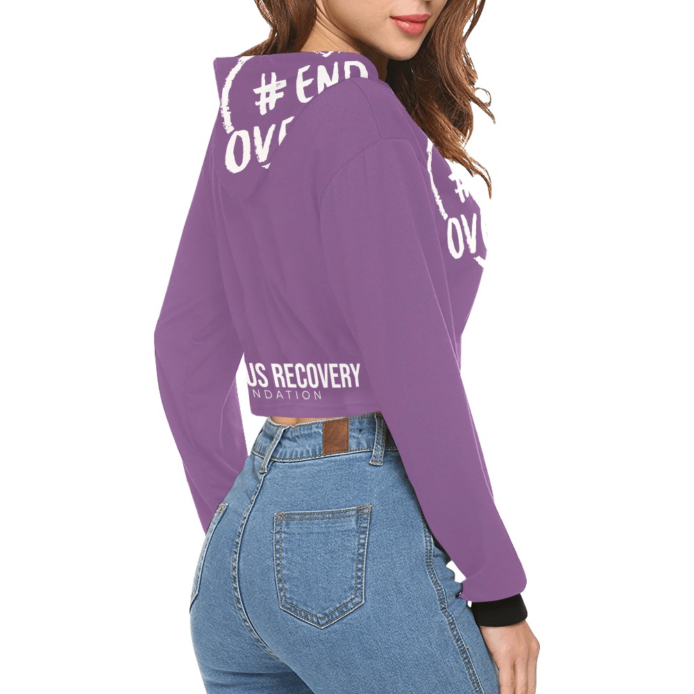 EndOD All Over Print Crop Hoodie for Women (Model H22)