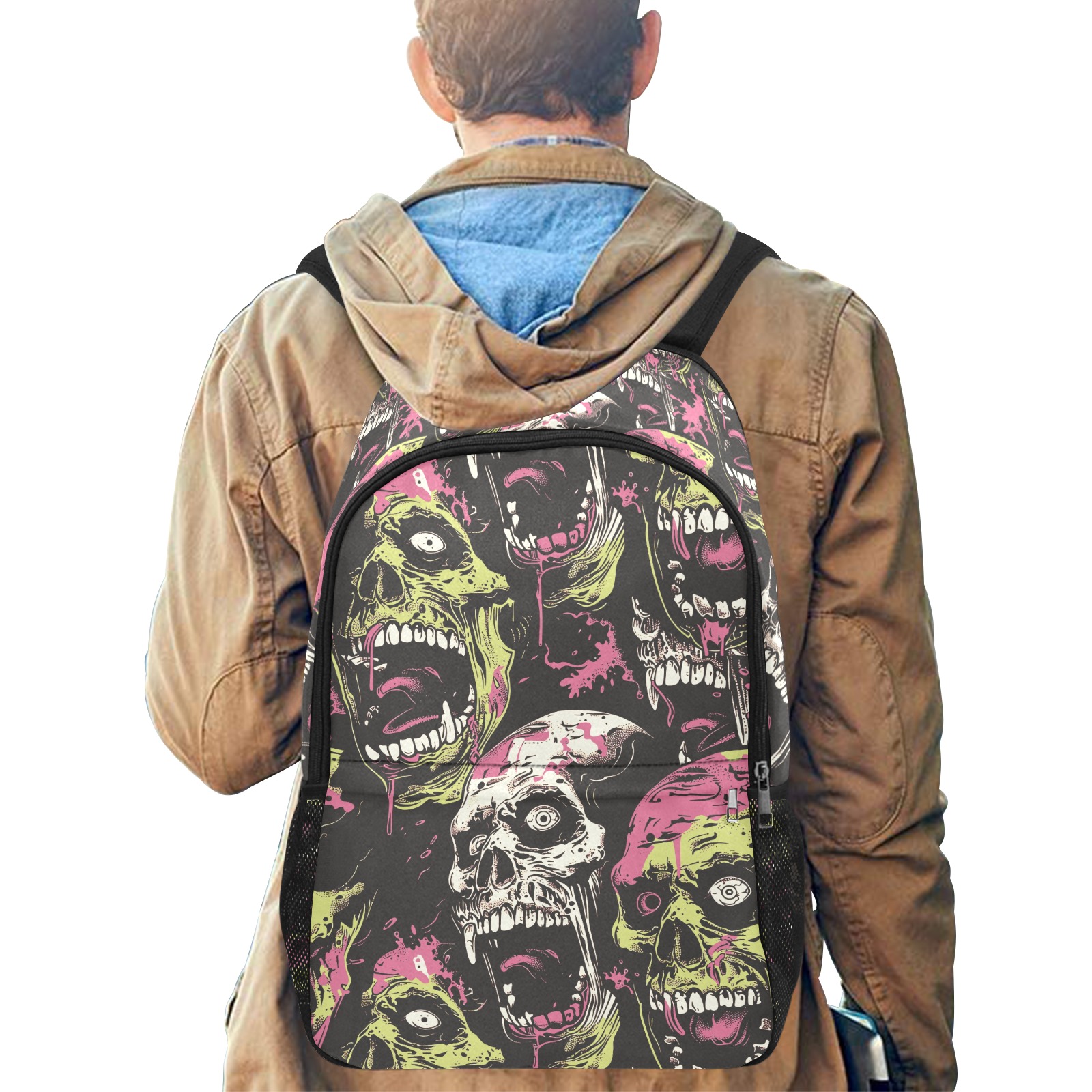 Zombie 3 Fabric Backpack with Side Mesh Pockets (Model 1659)