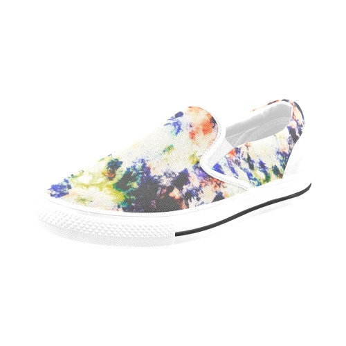 Modern watercolor colorful marbling Women's Slip-on Canvas Shoes (Model 019)
