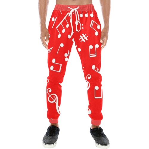 Lullaby Red Men's All Over Print Sweatpants (Model L11)