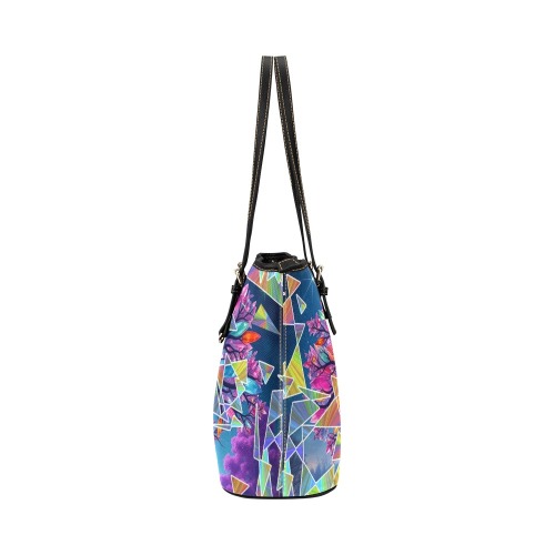 Abstract Crystal Tree Leather Tote Bag/Large (Model 1651)