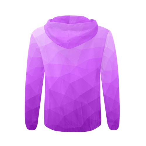 Purple gradient geometric mesh pattern All Over Print Full Zip Hoodie for Men (Model H14)