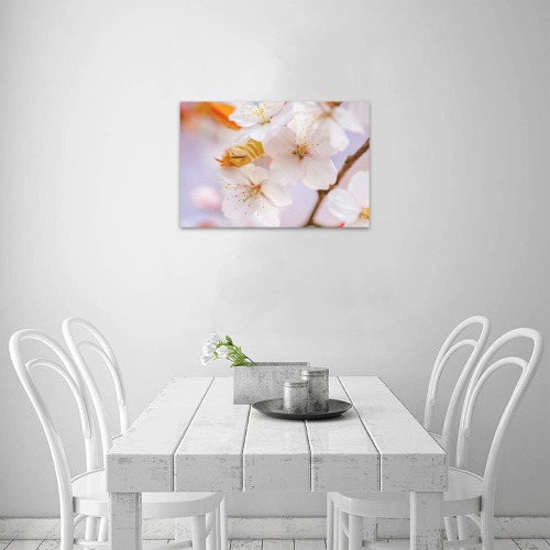 Awesome and chic sakura cherry flowers in spring. Upgraded Canvas Print 18"x12"
