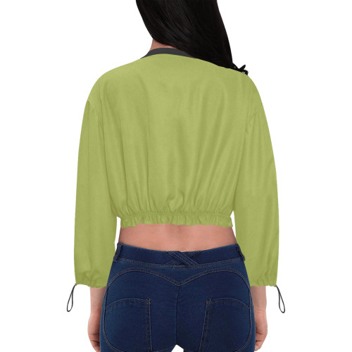 green Cropped Chiffon Jacket for Women (Model H30)