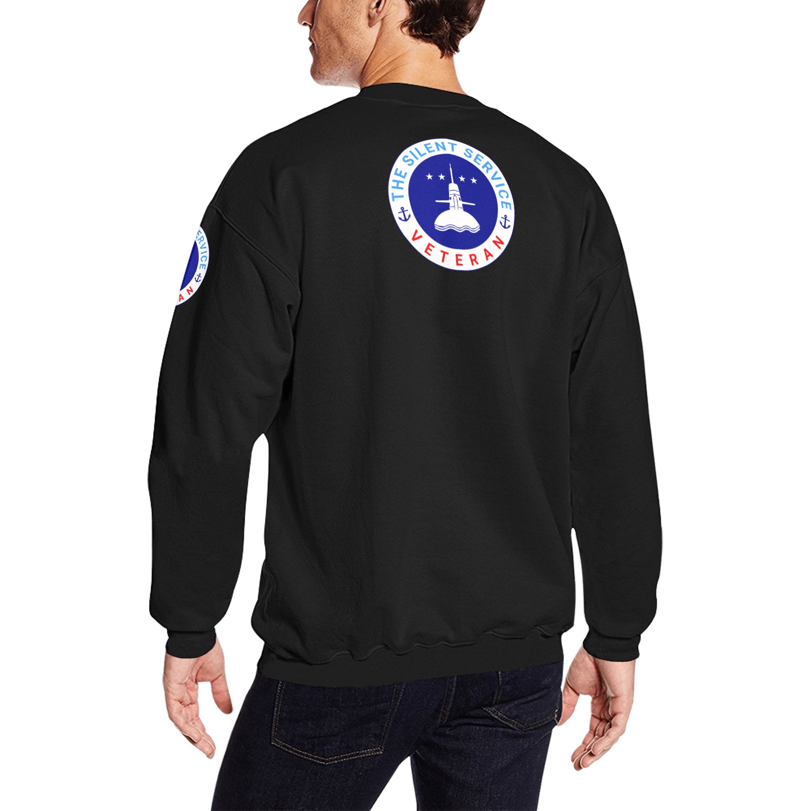 silent-service-veteran-90sq Men's Oversized Fleece Crew Sweatshirt (Model H18)