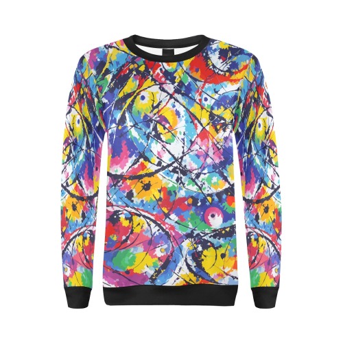 Chic abstract tie-dye art. Cool colors and lines. All Over Print Crewneck Sweatshirt for Women (Model H18)