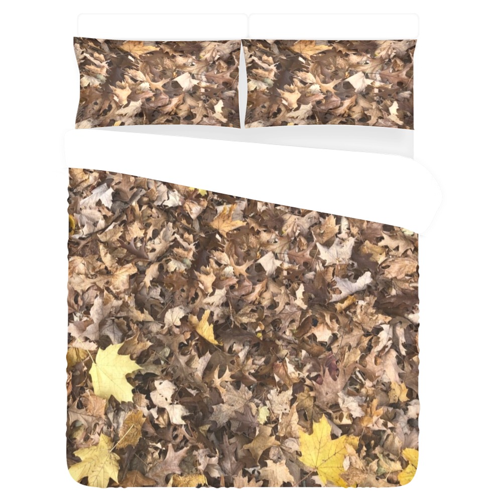 HoneySuckle Design Autumn Brown Leaves 3-Piece Bedding Set