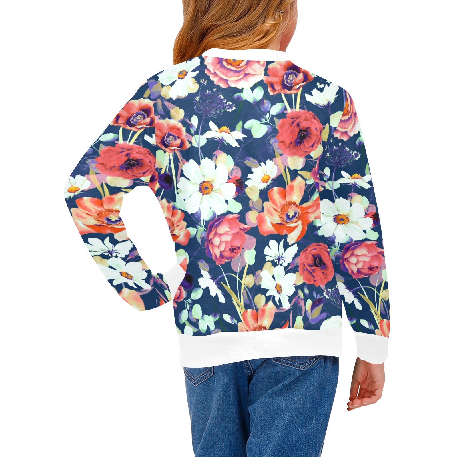 Dark and lush meadow 90 Girls' All Over Print Crew Neck Sweater (Model H49)
