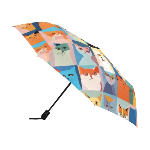 Abstract pop art of funny colorful cats. Anti-UV Auto-Foldable Umbrella (U09)