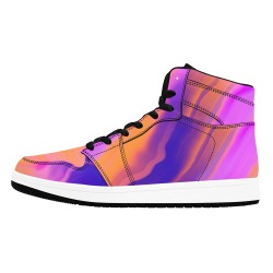 Orange and lilac brushes Men's High Top Sneakers (Model 20042)
