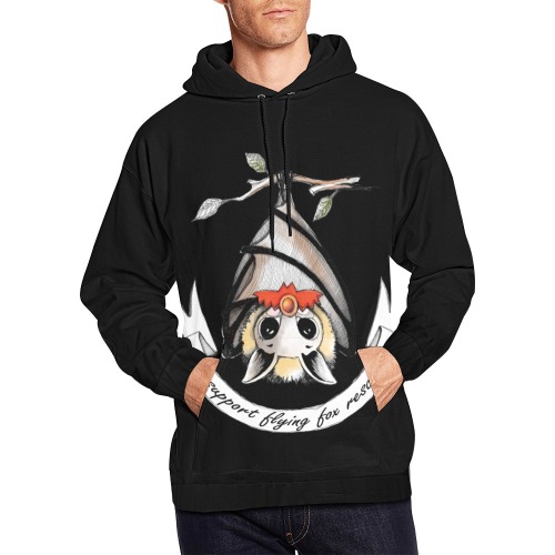 Support Flying-fox rescue black hoodie All Over Print Hoodie for Men (USA Size) (Model H13)