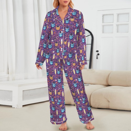 Caviar & Champagne - Purple Silky PJ Set- Core