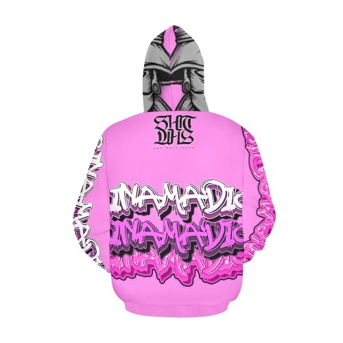 CINAMADIC POOTY PINK BLACK & PINK All Over Print Hoodie for Women (USA Size) (Model H13)