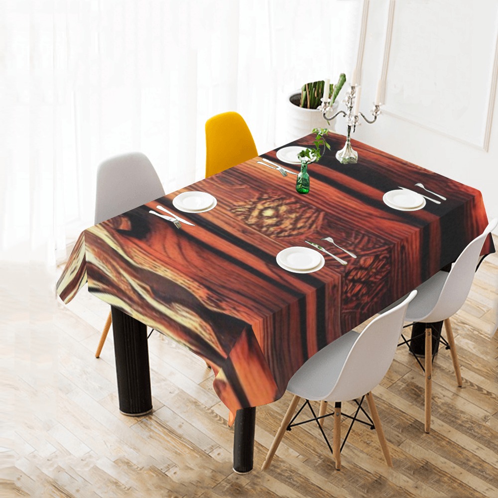 Aztec pattern on wood Cotton Linen Tablecloth 60"x 84"