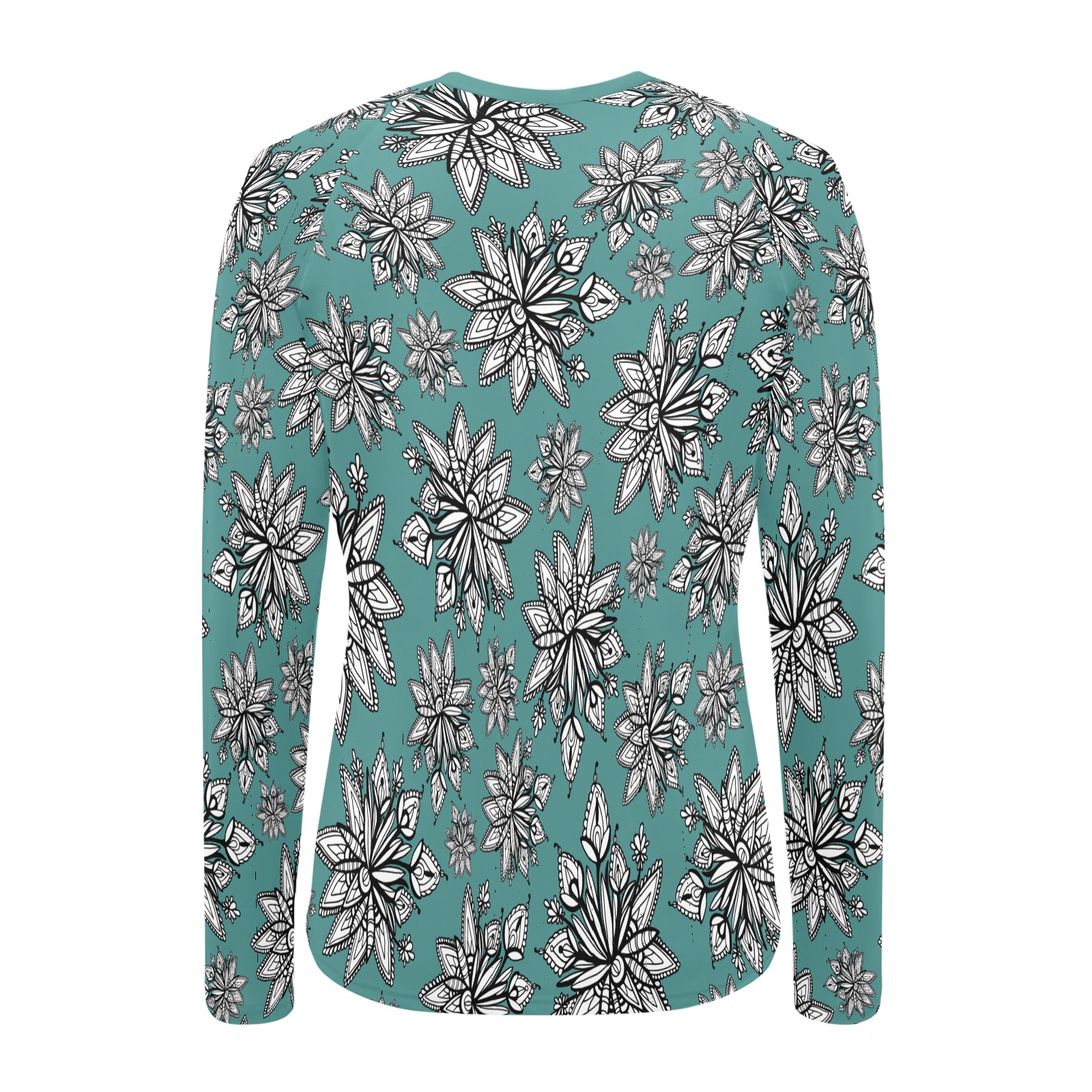 Creekside Floret pattern teal Women's Long Sleeve Swim Shirt (Model S39)
