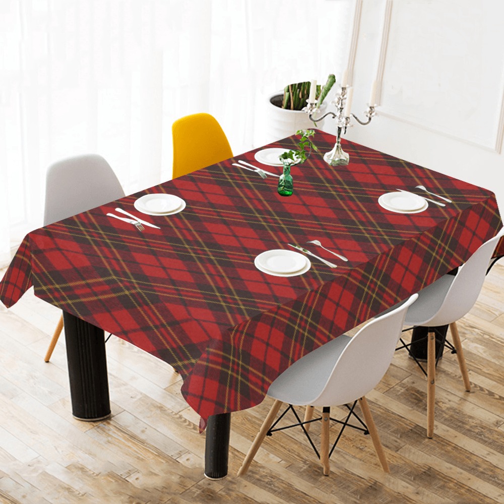 Red tartan plaid winter Christmas pattern holidays Cotton Linen Tablecloth 60"x120"