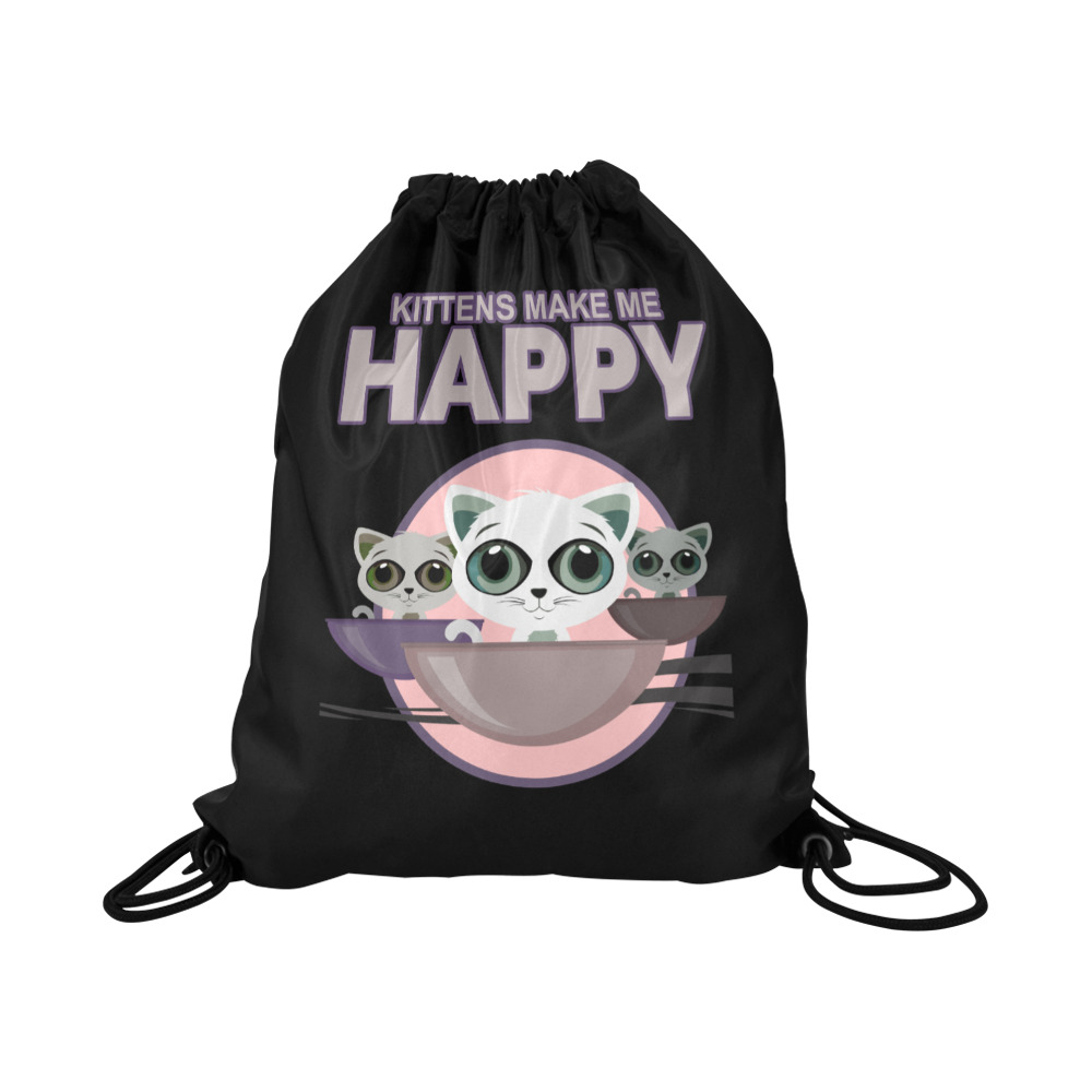 Kittens Make Me Happy Large Drawstring Bag Model 1604 (Twin Sides)  16.5"(W) * 19.3"(H)
