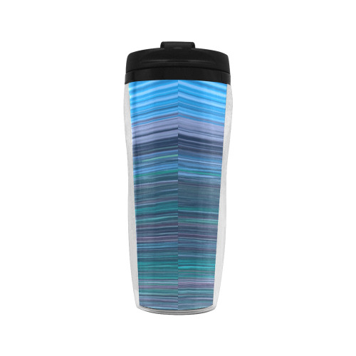 Abstract Blue Horizontal Stripes Reusable Coffee Cup (11.8oz)