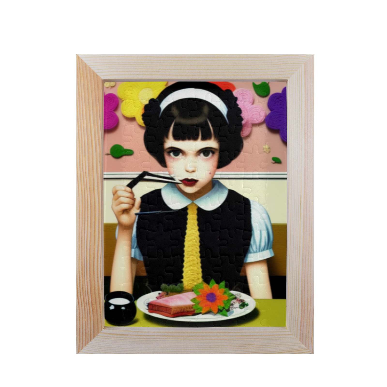 gothic girl with lipstick 71 80-Piece Puzzle Frame 7"x 9"