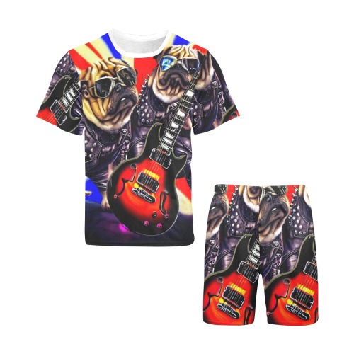 HEAVY ROCK PUG 3 Men's Short Pajama Set