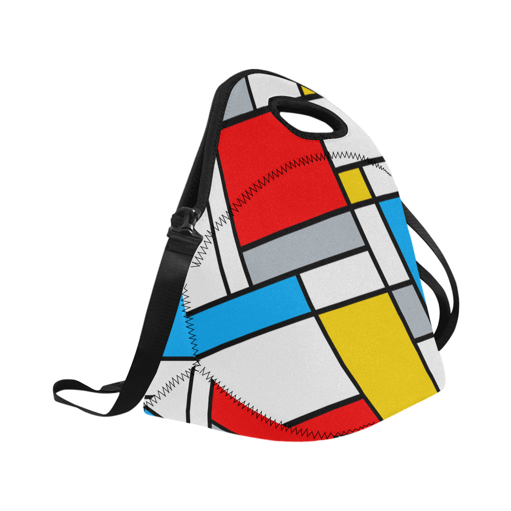 Mondrian Style Color Composition Geometric Retro Art Neoprene Lunch Bag/Large (Model 1669)